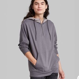 Men’s Grey Pullover Quarter Zip Hoodie